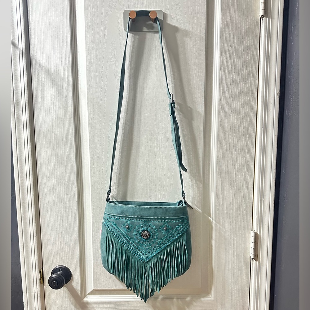 Montana West Turquoise with Fringe Crossbody Bag- NEW!